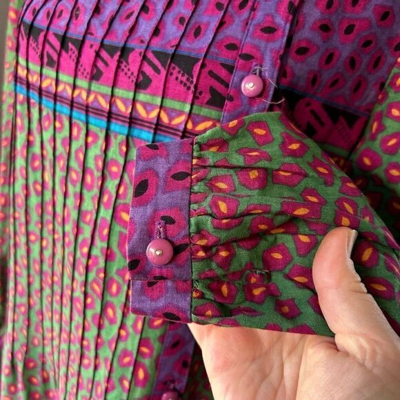 Vintage 80’s Neiman Marcus Green Purple Dress 16 - Picture 5 of 9